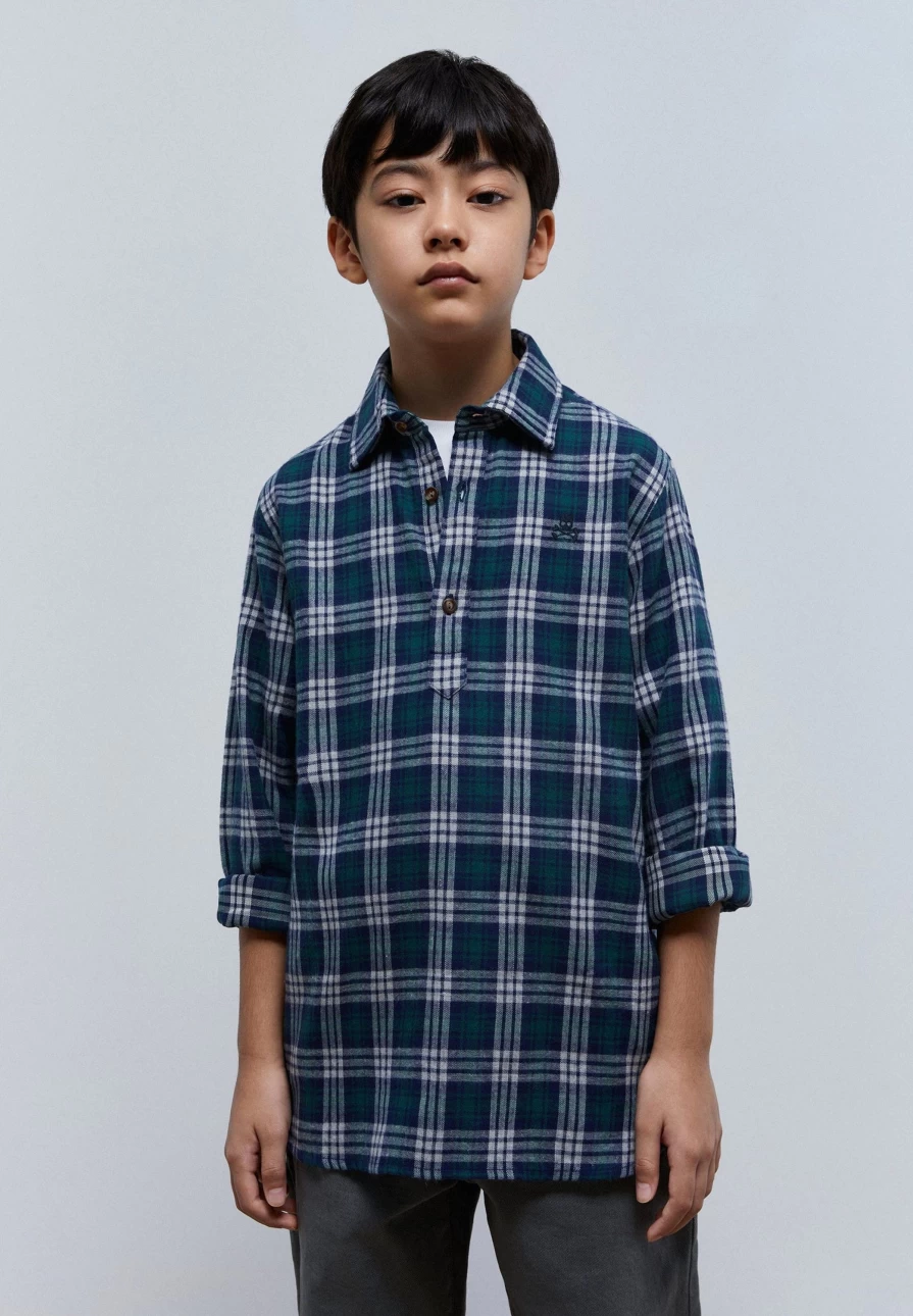 "ScalpersCompany Kids Green Check Tartan Polo Shirt for Boys & Girls"