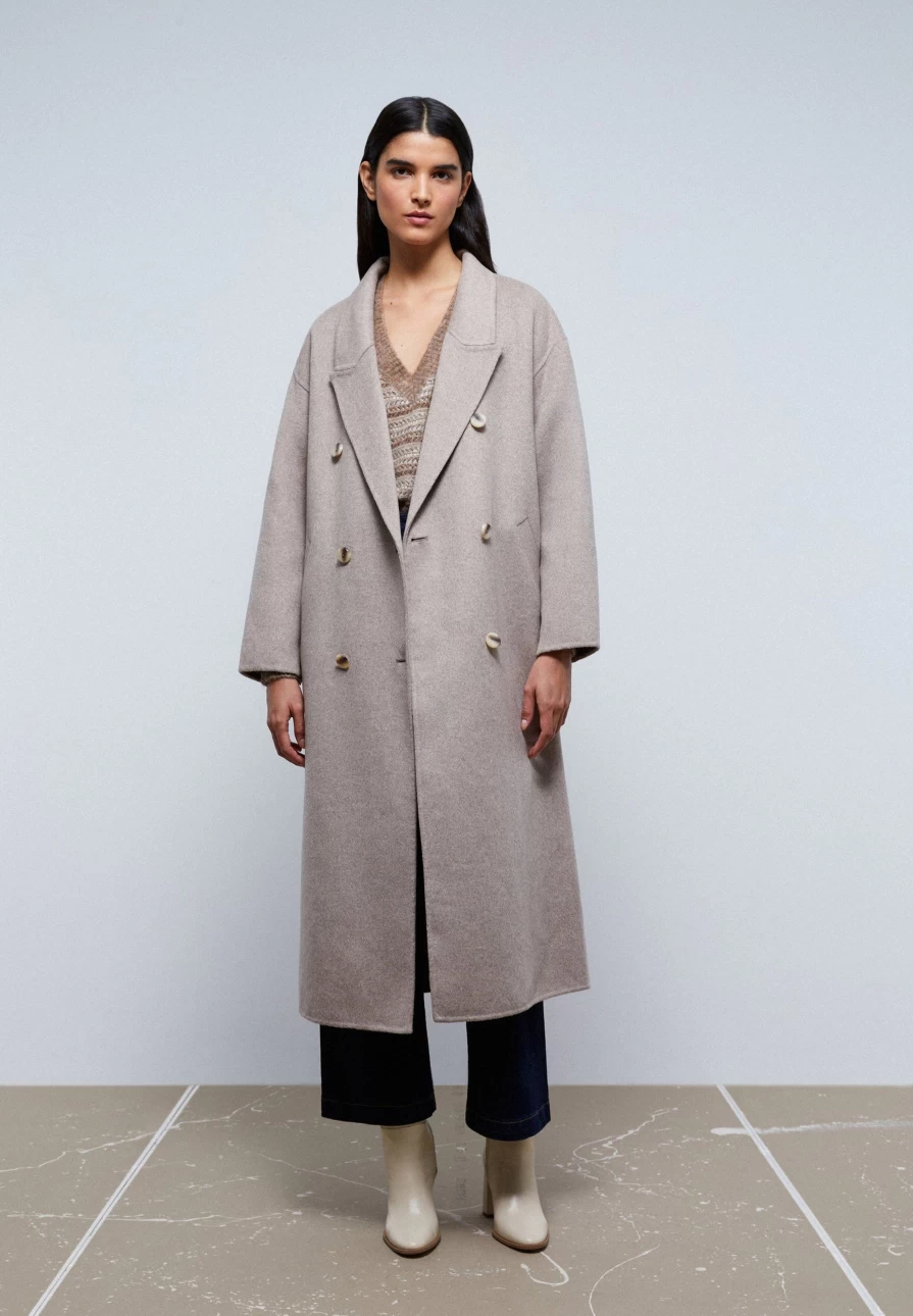 "ScalpersCompany Women's Wool Coat with Detachable Scarf – Warm Winter Outerwear"