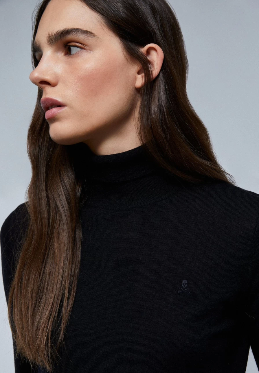 "ScalpersCompany Women's High Neck Knit Sweater - Elegant Winter Pullover for Women"