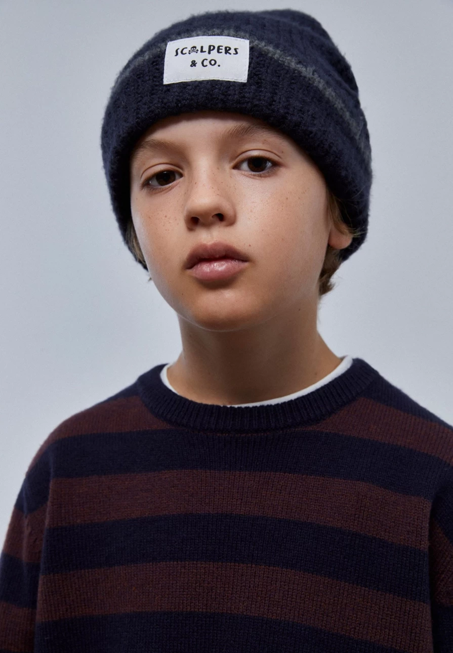 "ScalpersCompany Kids Navy Stripes Knit Sweater – Striped Cozy Pullover for Children"
