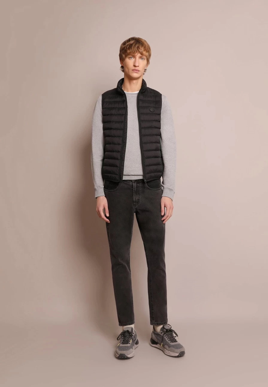 "ScalpersCompany Men's Black Skull Print Puffer Vest – Warm Quilted Jacket"