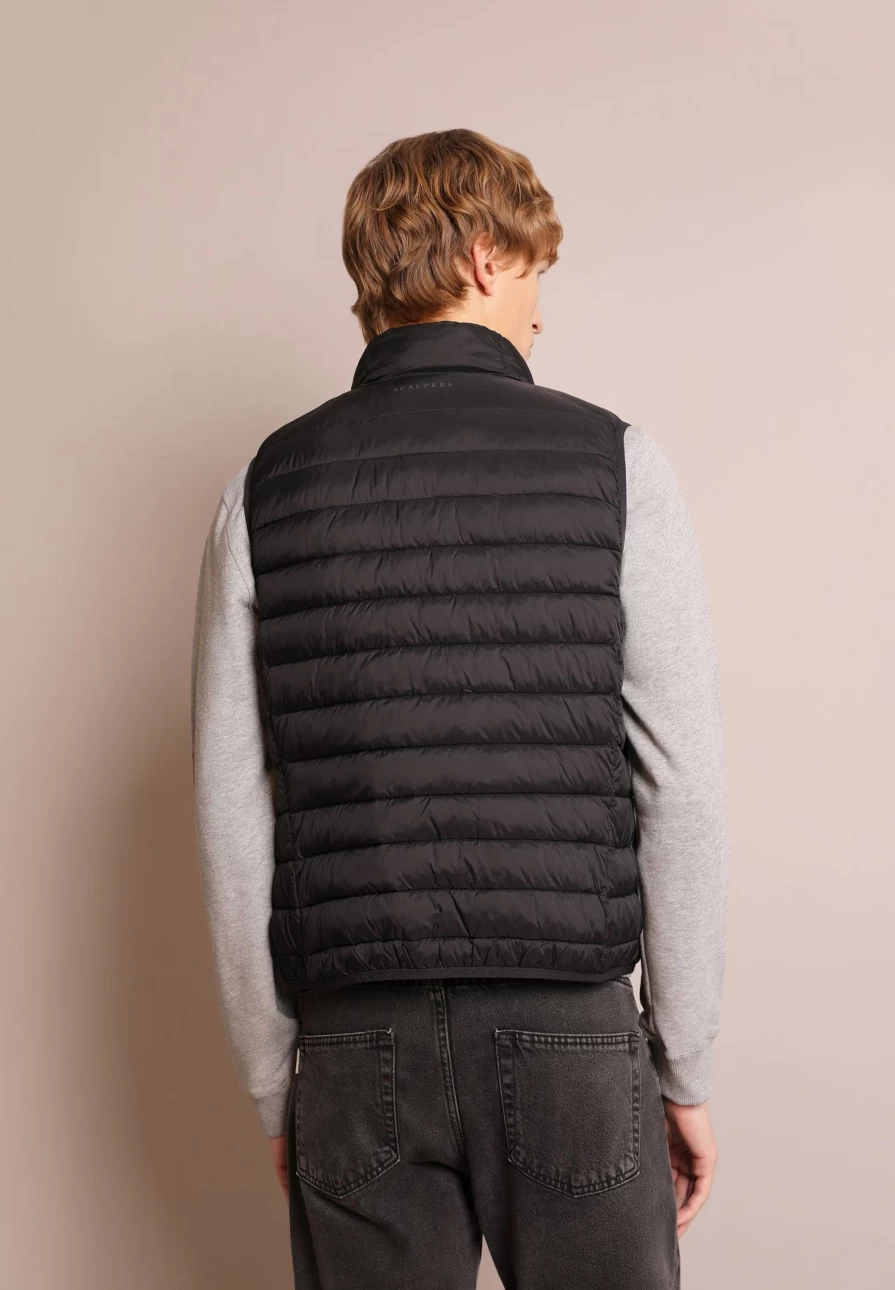 "ScalpersCompany Men's Black Skull Print Puffer Vest – Warm Quilted Jacket"