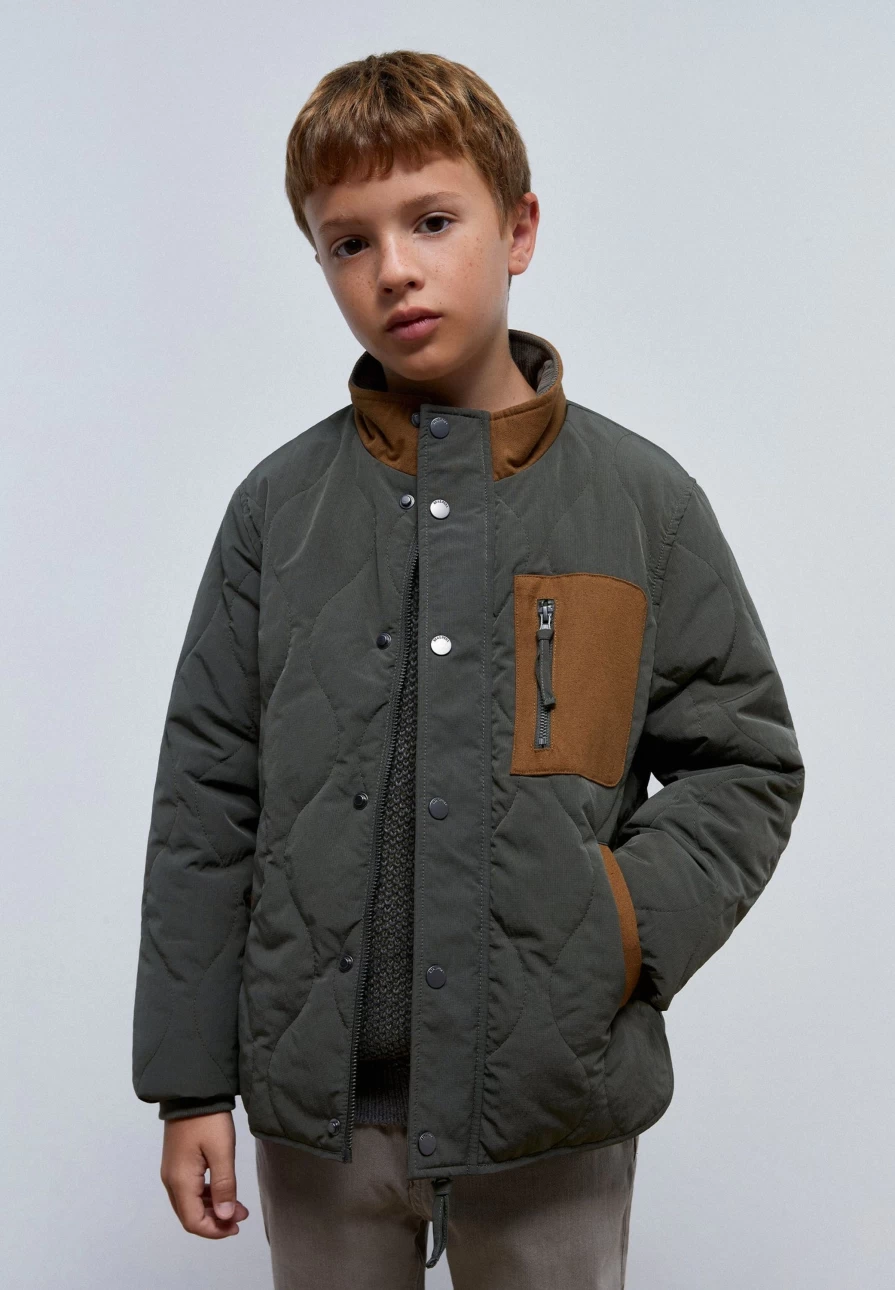 "ScalpersCompany Kids Khaki Contrast Pocket Cardigan Sweater"