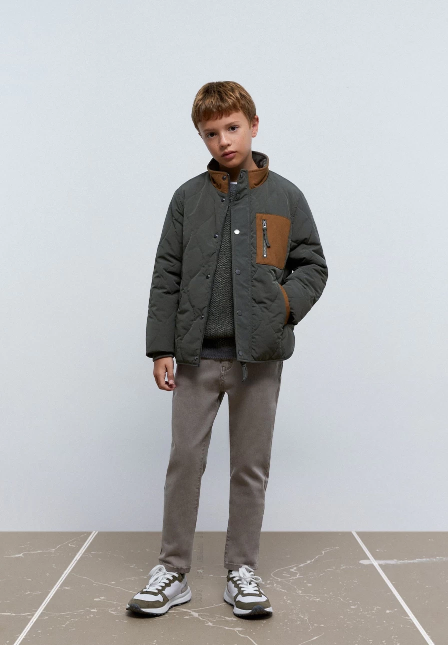 "ScalpersCompany Kids Khaki Contrast Pocket Cardigan Sweater"