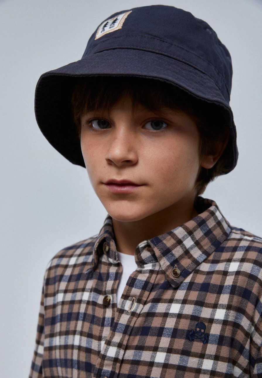 "ScalpersCompany Kids Navy Bucket Hat With Canvas Patch - Stylish & Comfortable"