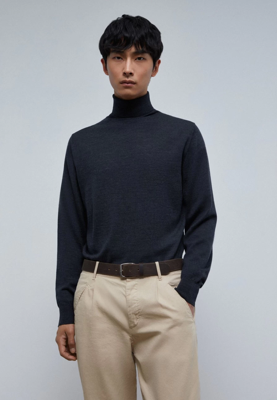 "ScalpersCompany Men's High Neck Sweater - Premium Knit Pullover for Winter Warmth"