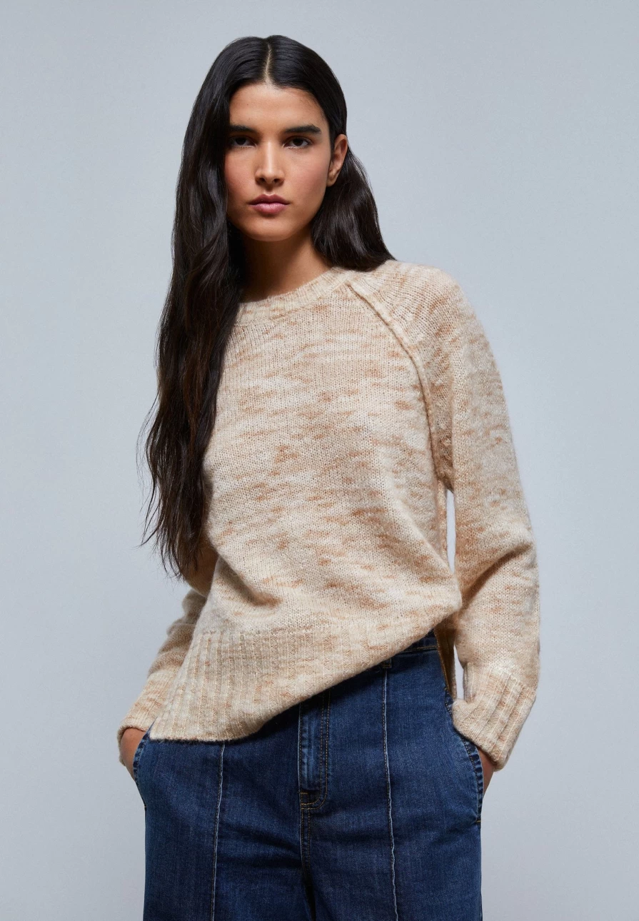 "Scalperscompany Women's Natural Knit Sweater with Raglan Sleeves"