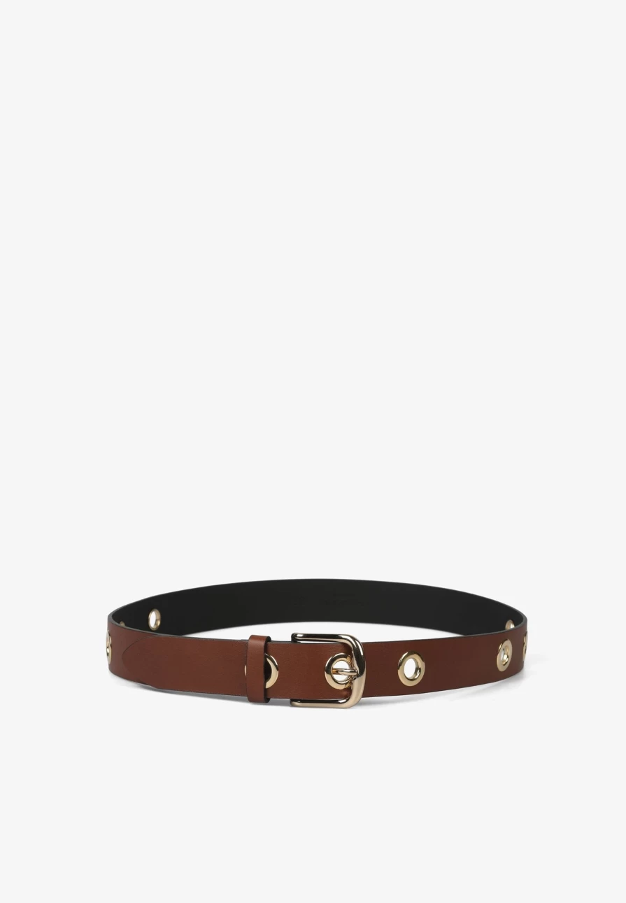 "ScalpersCompany Women's Genuine Leather Belt with Metal Eyelets for Stylish Outfits"