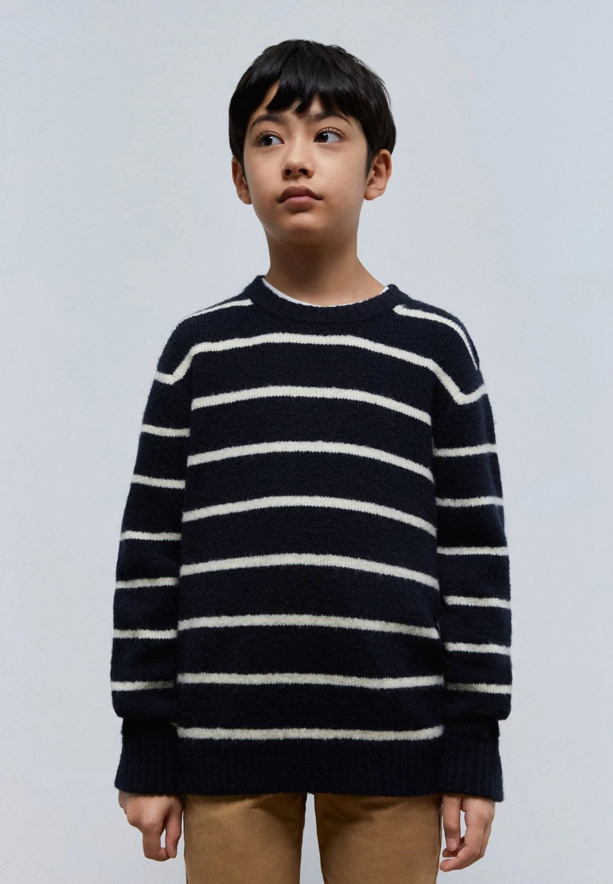 "ScalpersCompany Kids Navy Stripes Soft Striped Sweater"