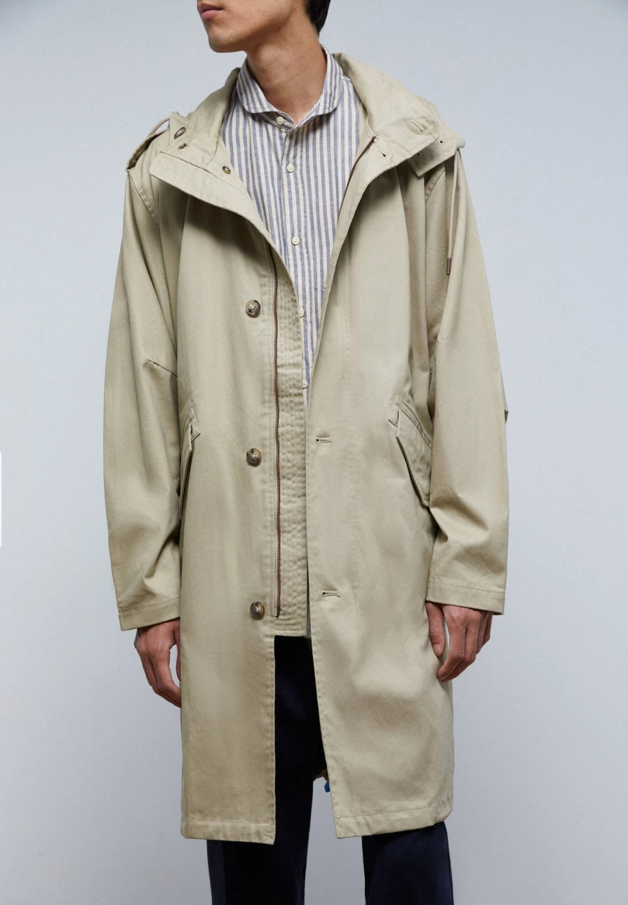 "ScalpersCompany Men's Beige Premium Cotton Trench Coat"