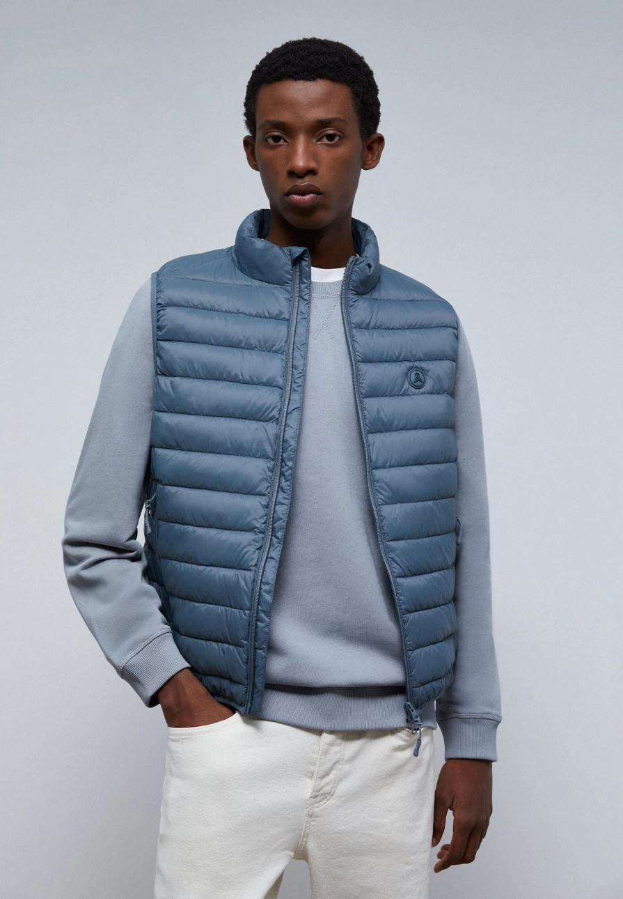 "ScalpersCompany Men's Skull Print Puffer Vest - Stylish Quilted Winter Jacket for Men"