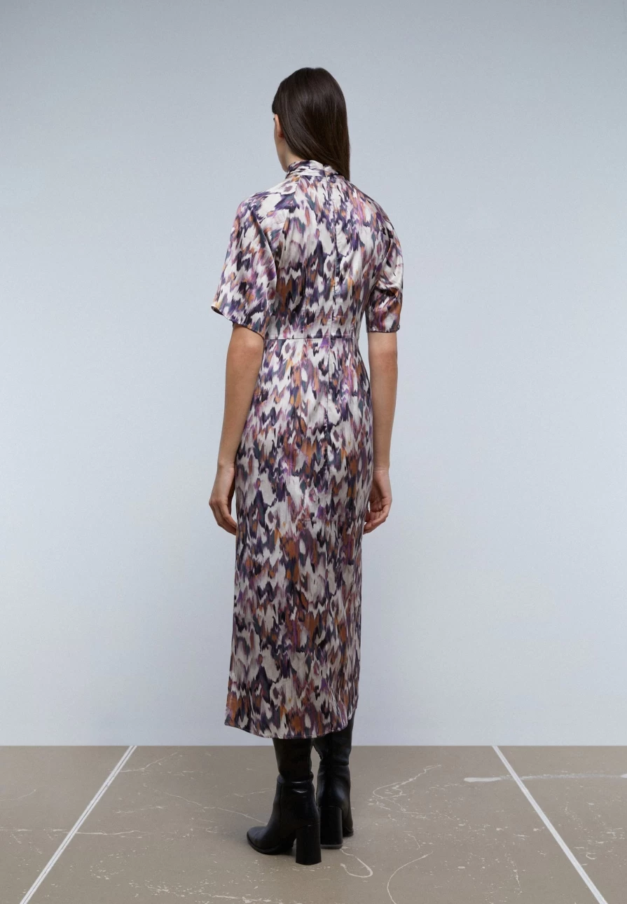 "ScalpersCompany Women's Multicolor Print Dress with Knot Detail Neckline"