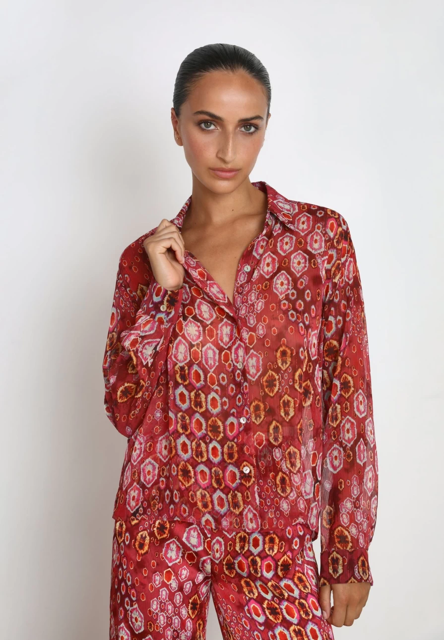 "ScalpersCompany Women's Orange Ethnic Susu Shirt - Stylish Boho Top"