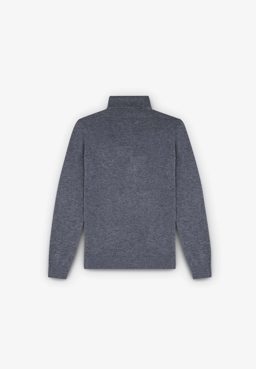 "ScalpersCompany Women's Grey Melange High Neck Knit Sweater"