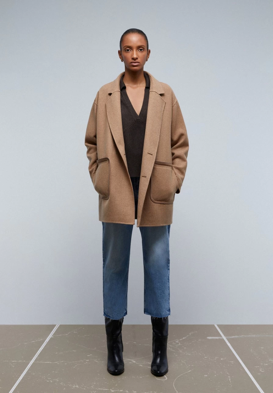 "ScalpersCompany Women's Camel Double Sided Coat - Reversible Jacket for Women"