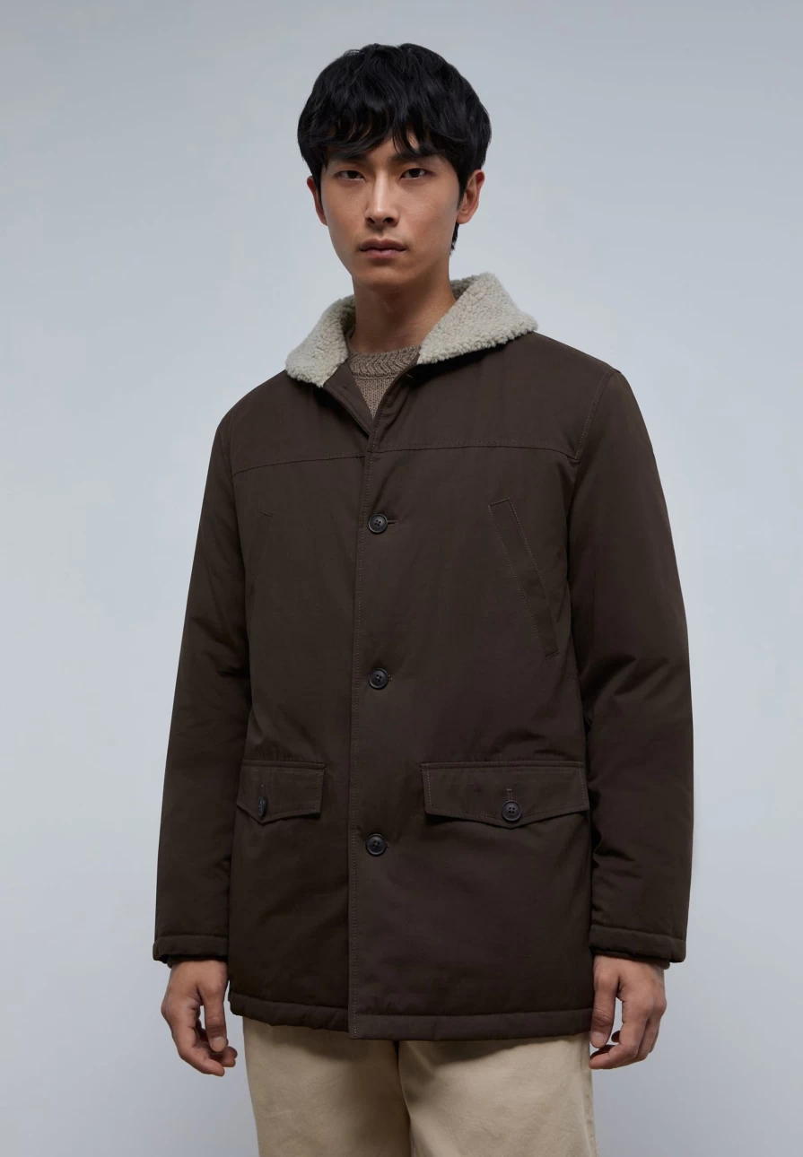 "Men's Soft Touch Cardigan with Shearling Collar | ScalpersCompany Cozy Knit Sweater"