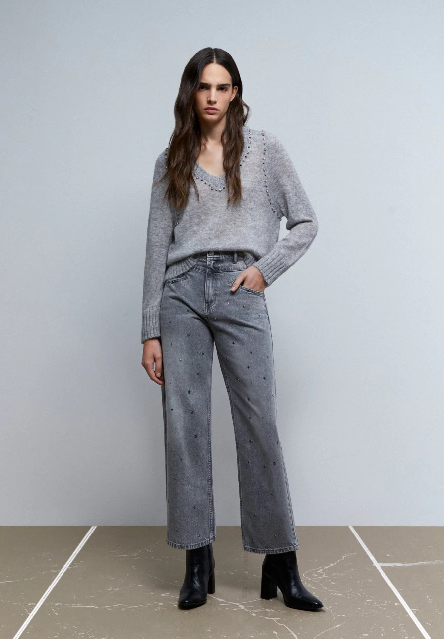 "ScalpersCompany Women's Stud Embellished Knit Sweater"