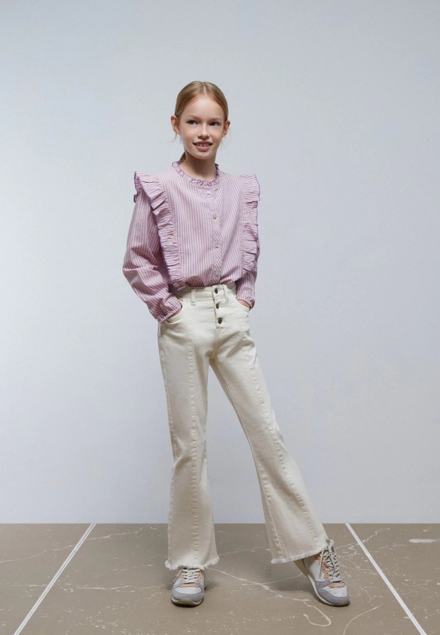 "ScalpersCompany Kids Striped Ruffled Blouse - Stylish Girls' Top"