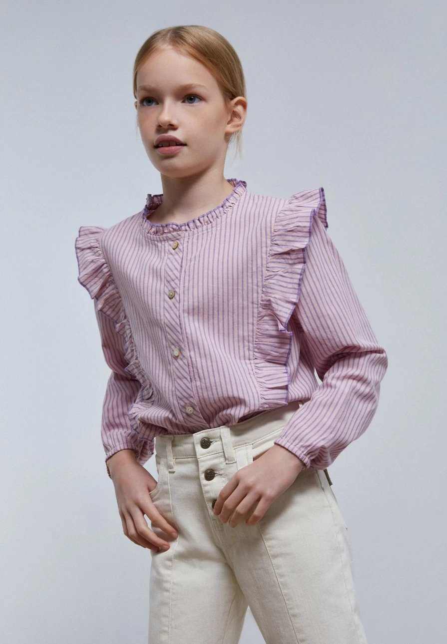 "ScalpersCompany Kids Striped Ruffled Blouse - Stylish Girls' Top"