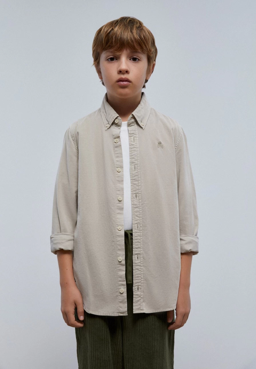 "ScalpersCompany Kids Micro Corduroy Skull Print Shirt for Children"