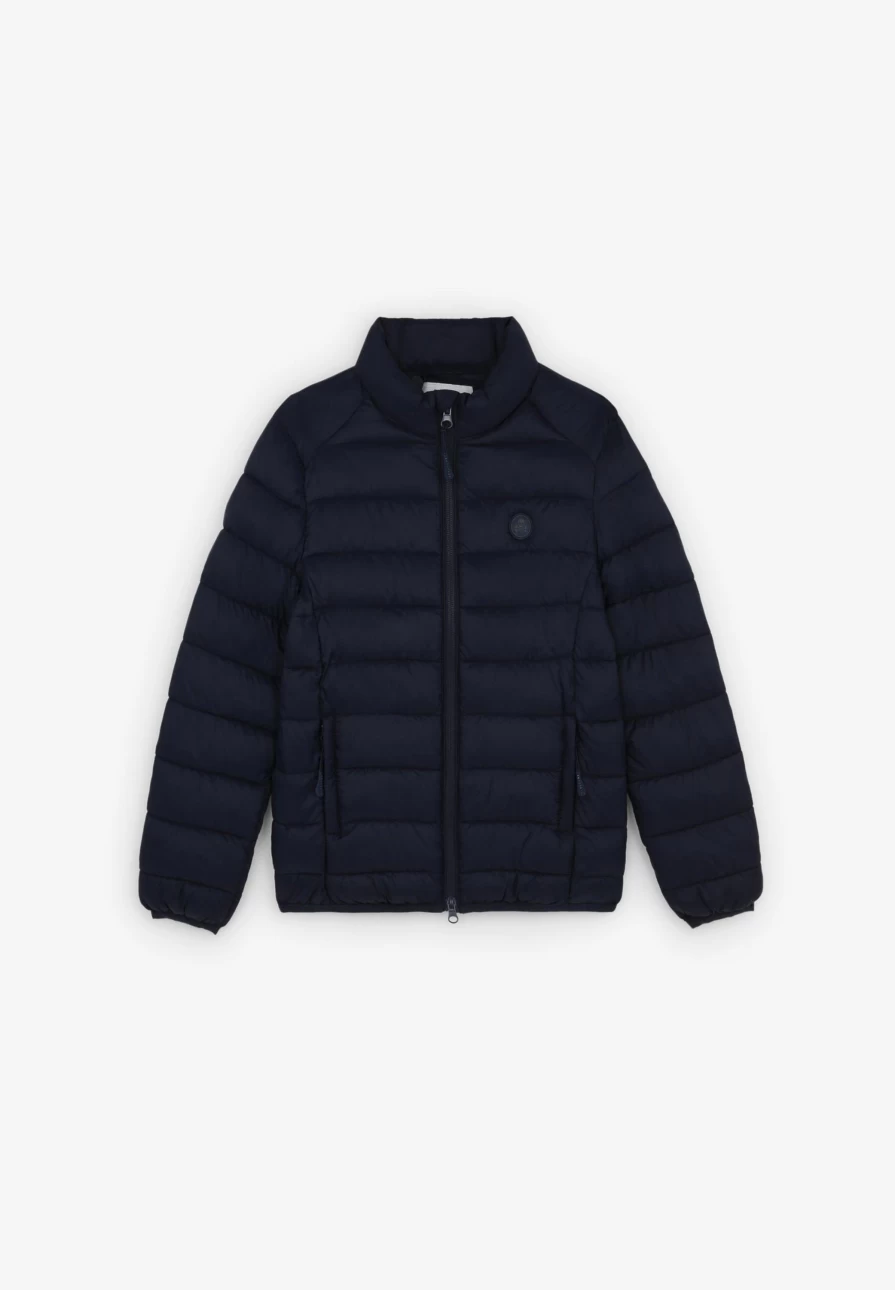 "ScalpersCompany Kids Navy Skull Print Puffer Jacket – Warm Winter Coat"