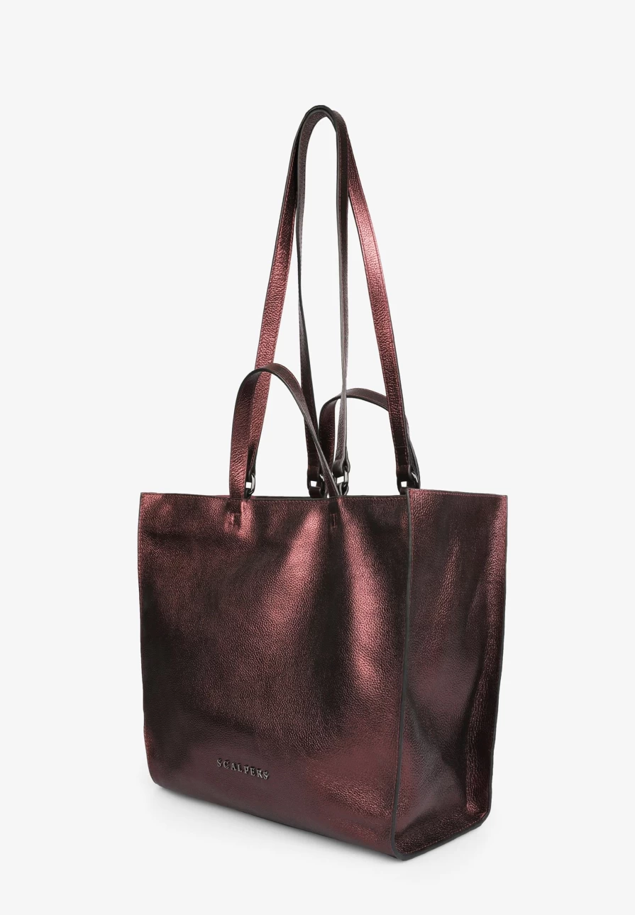 "ScalpersCompany Women's Stylish Leather & Metallic Tote Bag - Fashionable Handbag for Women"