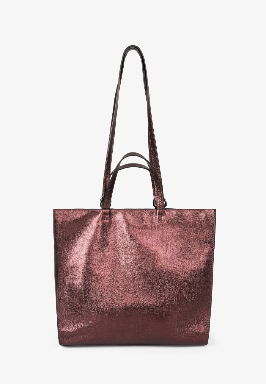 "ScalpersCompany Women's Stylish Leather & Metallic Tote Bag - Fashionable Handbag for Women"