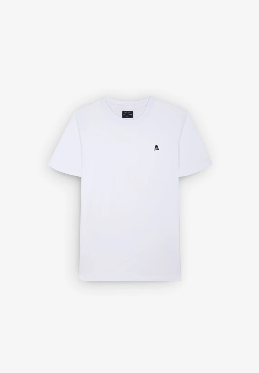 "ScalpersCompany Men's White Basic Cotton Skull Print T-Shirt"