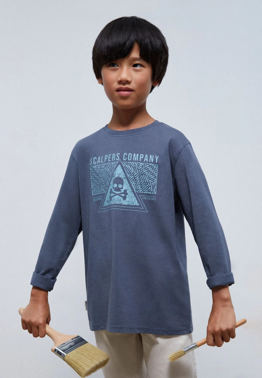 "ScalpersCompany Kids Long Sleeve Graphic Print T-Shirt"