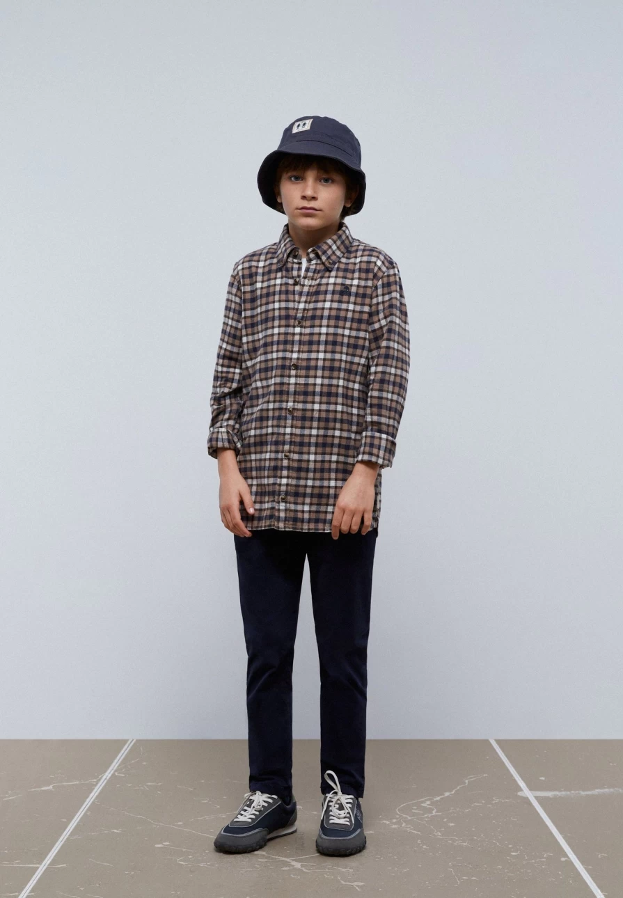 "ScalpersCompany Kids Brown Check Plaid Shirt – Stylish & Comfortable"