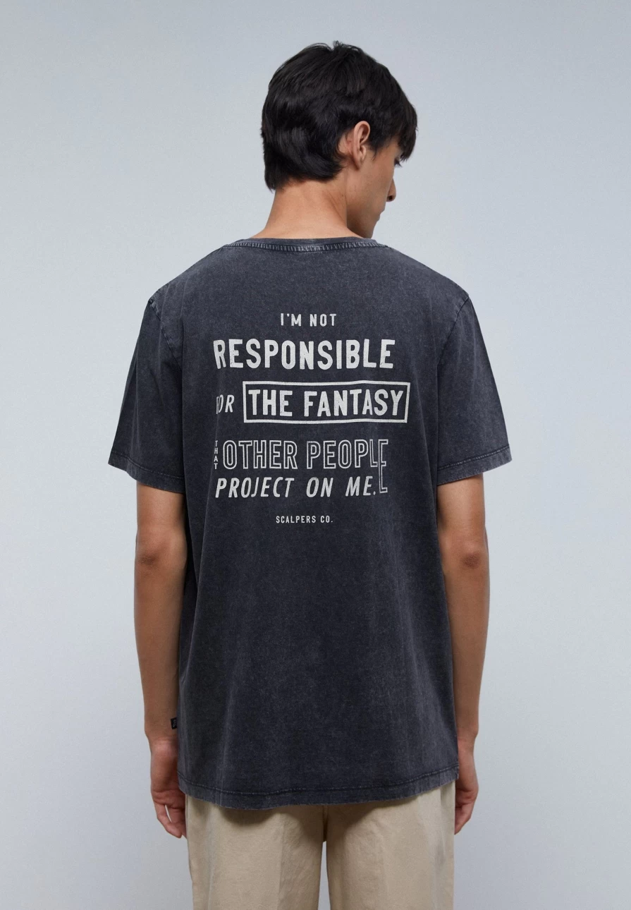"ScalpersCompany Men's Vintage Faded Print T-Shirt - Stylish Distressed Graphic Tee"