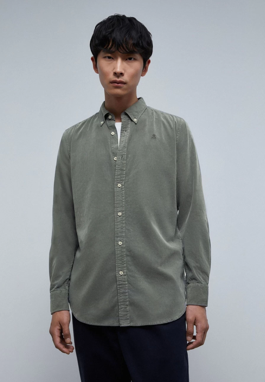 "ScalpersCompany Men's Skull Print Corduroy Shirt - Edgy Vintage Style"