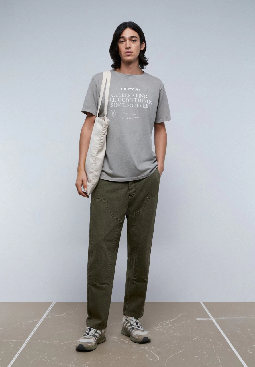 "ScalpersCompany Men's Grey Slogan Print T-Shirt - Stylish Casual Tee for Men"