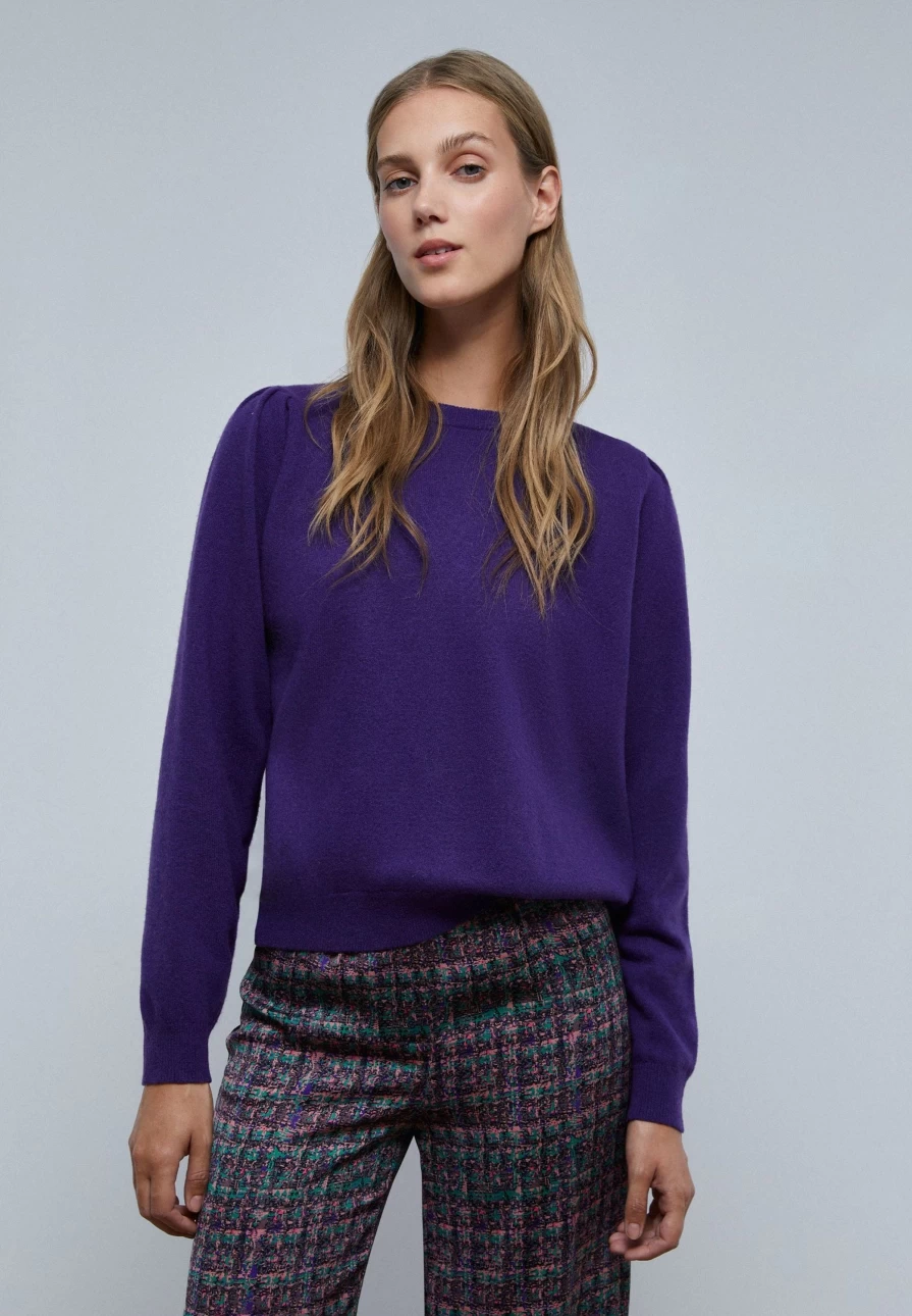 "ScalpersCompany Women's Striped Ruched Shoulder Sweater - Fashion Knit Top"