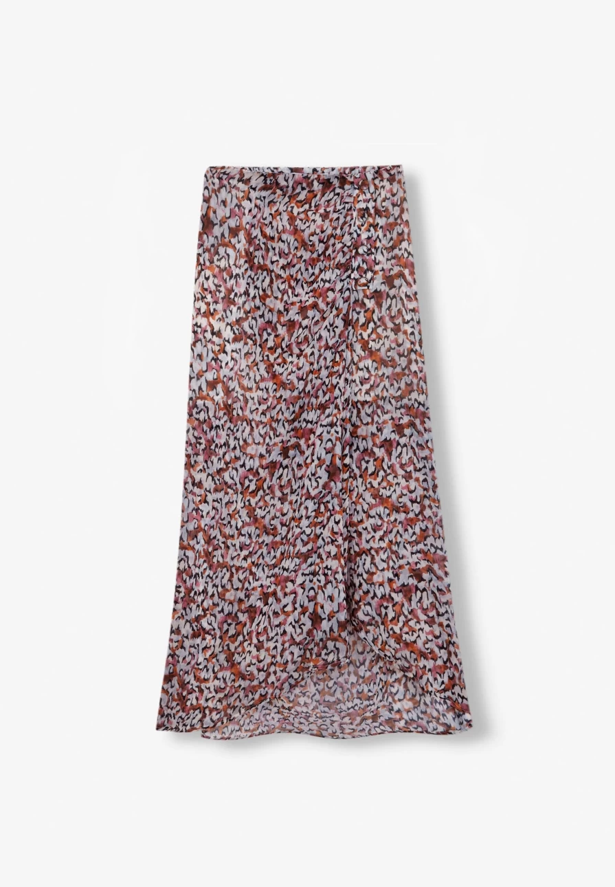 "ScalpersCompany Women's Multicolor Noir Print Skirt - Stylish Floral Pattern Midi Skirt"