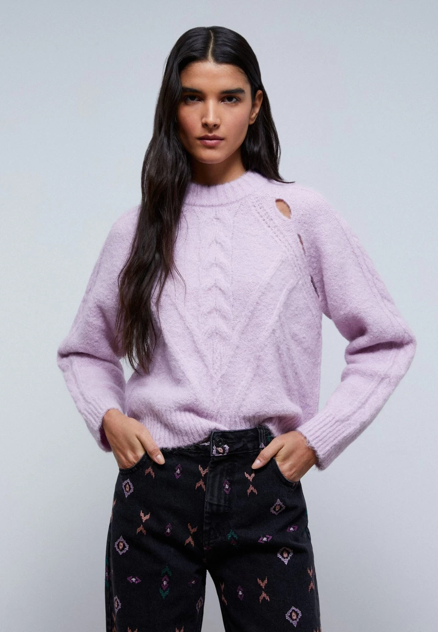 "ScalpersCompany Women's Knit Sweater with Stylish Cut-Out Design"