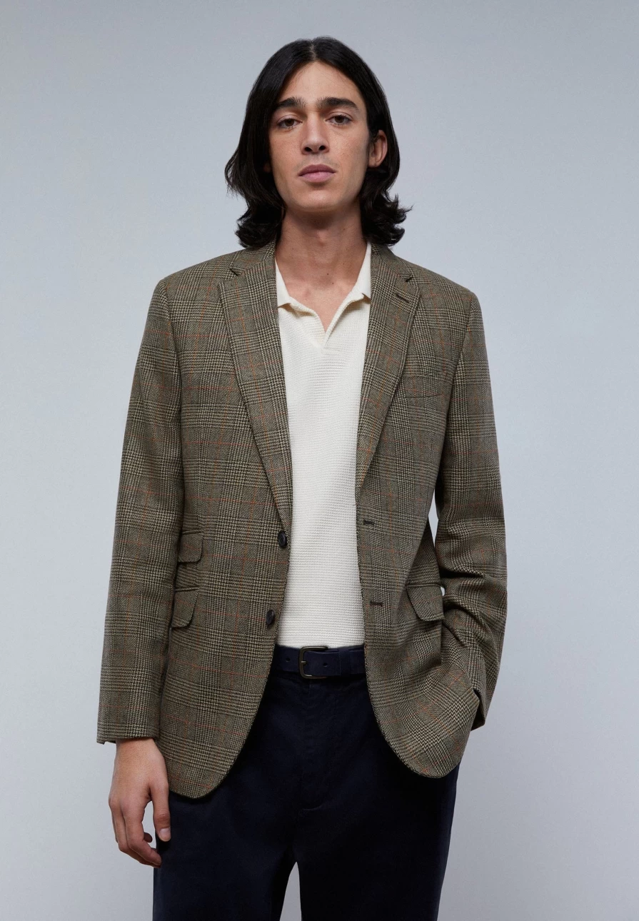 "ScalpersCompany Men's Checkered Blazer with Pockets - Stylish Casual Jacket for Men"