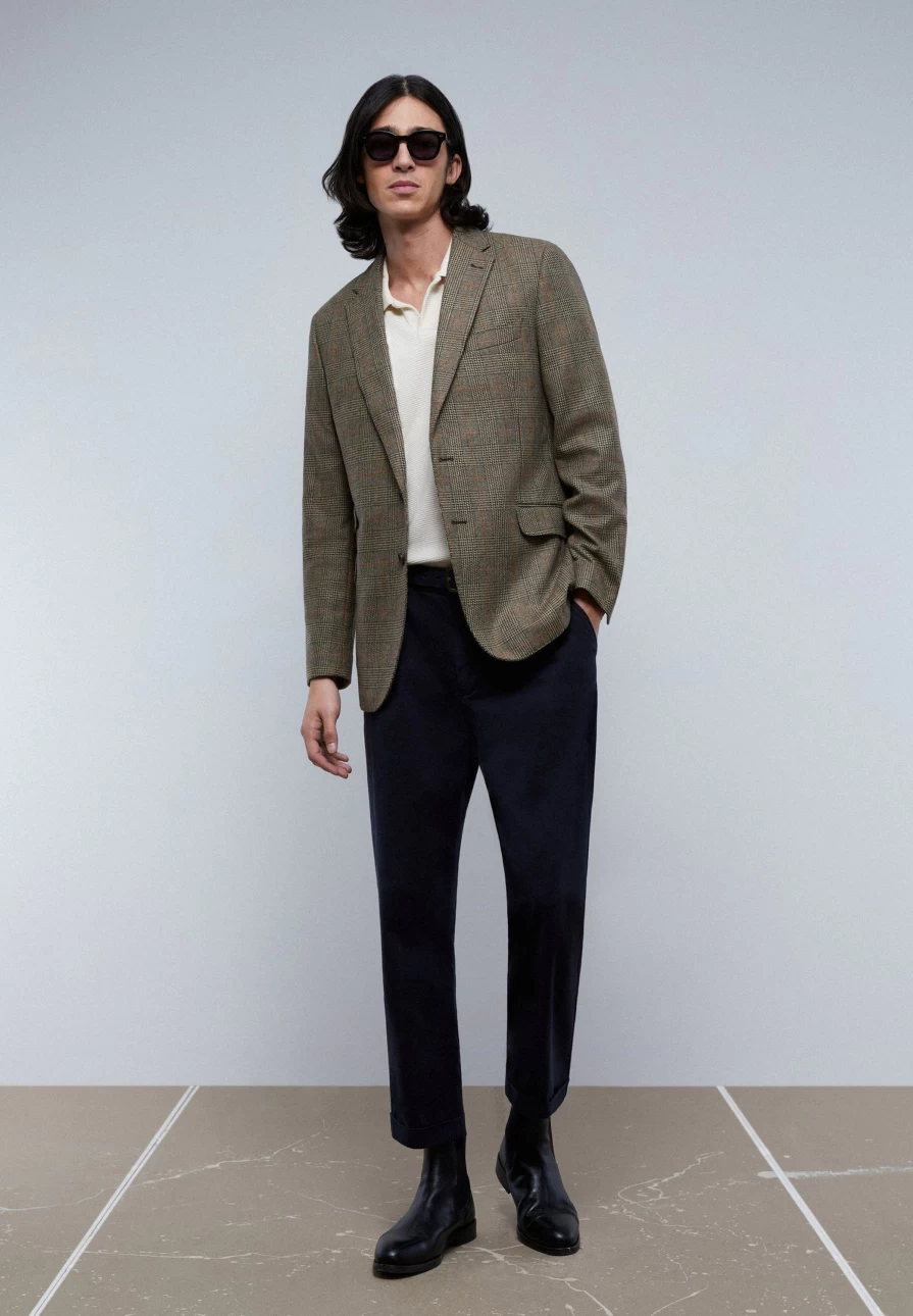 "ScalpersCompany Men's Checkered Blazer with Pockets - Stylish Casual Jacket for Men"