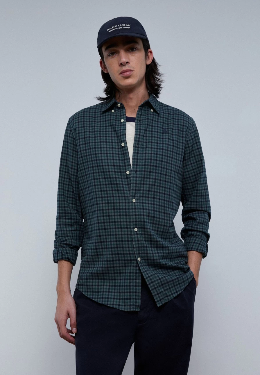 "ScalpersCompany Men's Checkered Shirt with Skull Print Design"