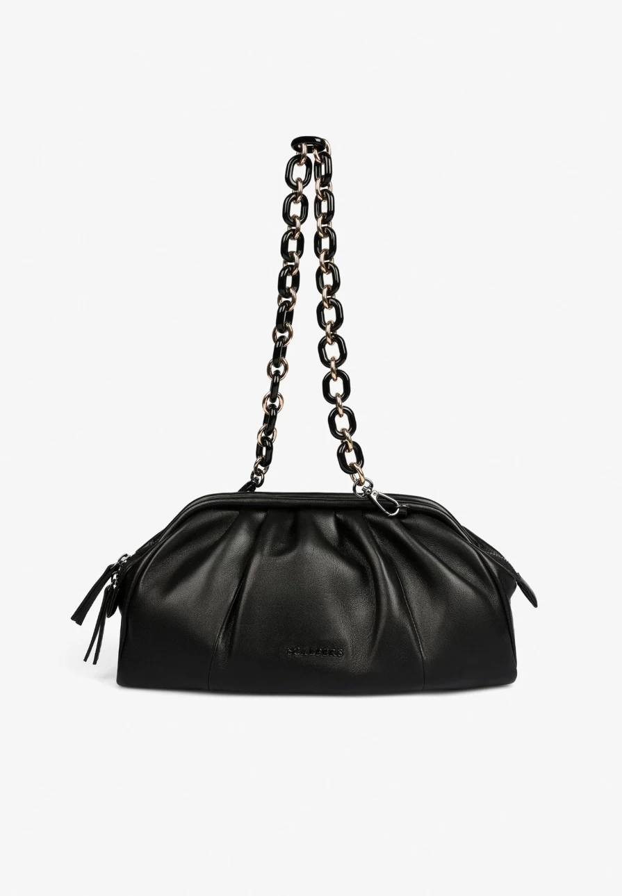 "ScalpersCompany Women's Ruched Leather Clutch Bag - Stylish & Elegant Handbag for Women"