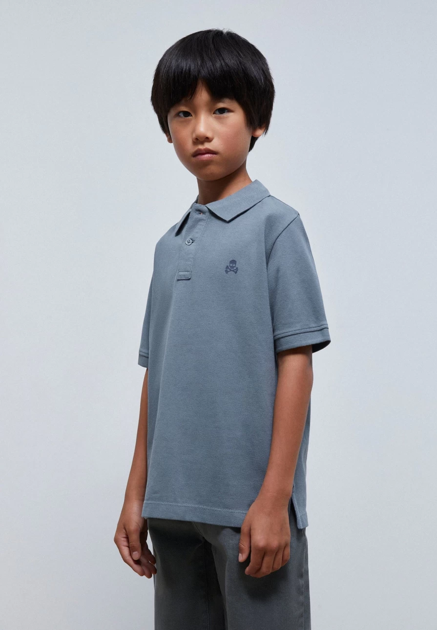 "ScalpersCompany Kids' Basic Polo Shirt with Skull Design"