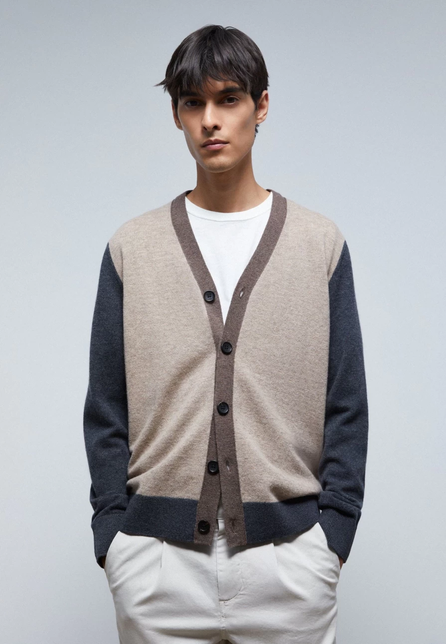 "ScalpersCompany Men's Premium Tricolor Cardigan – Stylish & Comfortable Knitwear"
