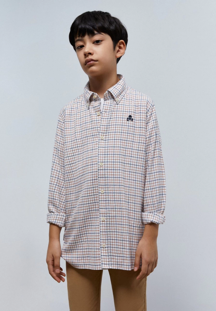 "Scalpers Company Kids' Skull Print Check Shirt for Boys and Girls"