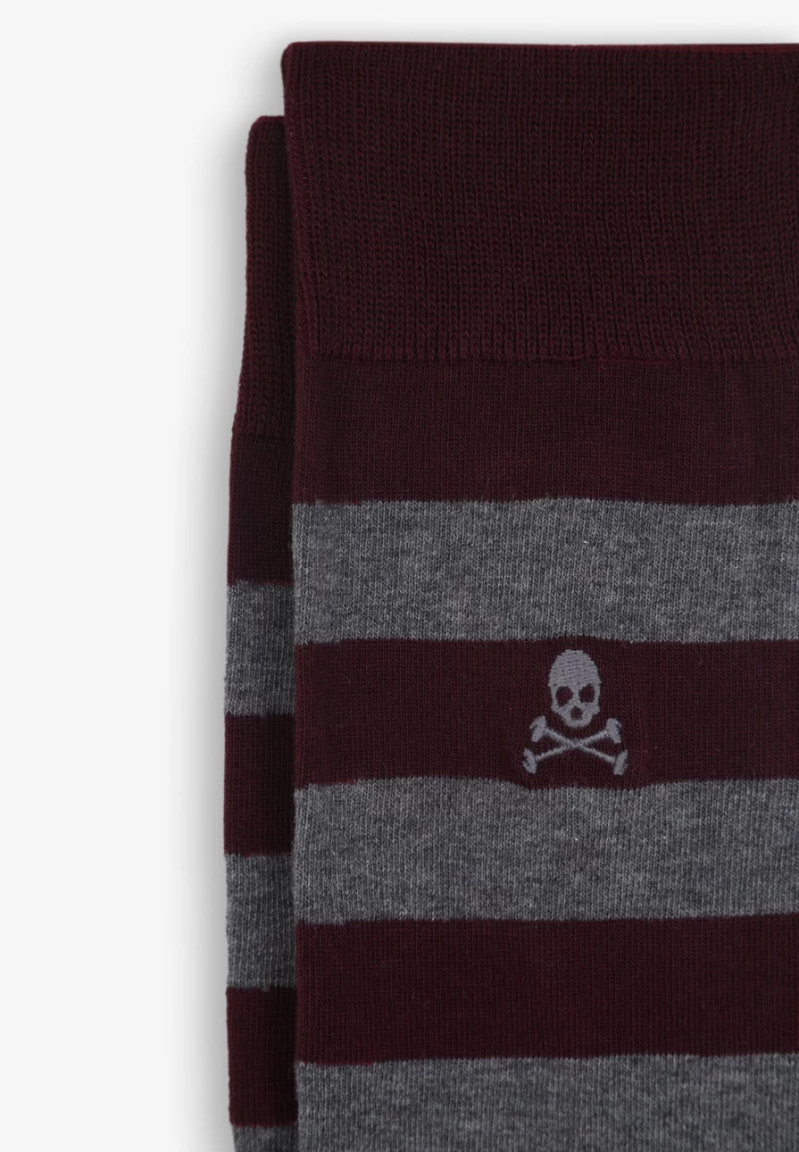 "ScalpersCompany Men's Striped Skull Print Socks - Edgy Gothic Style"