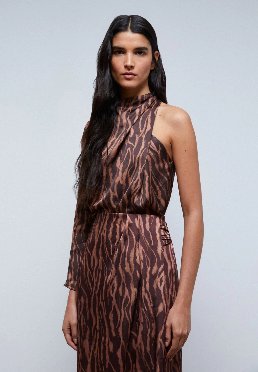 "ScalpersCompany Women's Asymmetric Zebra Print Blouse – Stylish & Unique Top"