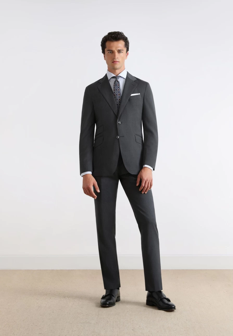 "ScalpersCompany Men's Grey Wool Suit – Premium Formal Wear for Business & Special Occasions"