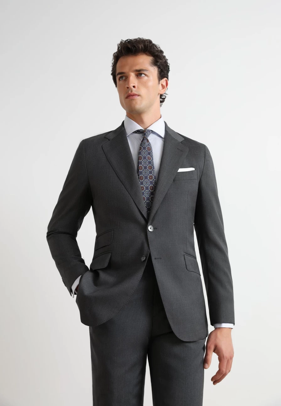 "ScalpersCompany Men's Grey Wool Suit – Premium Formal Wear for Business & Special Occasions"