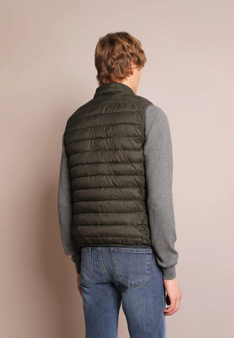 "ScalpersCompany Men's Khaki Skull Print Puffer Vest - Warm Quilted Jacket"