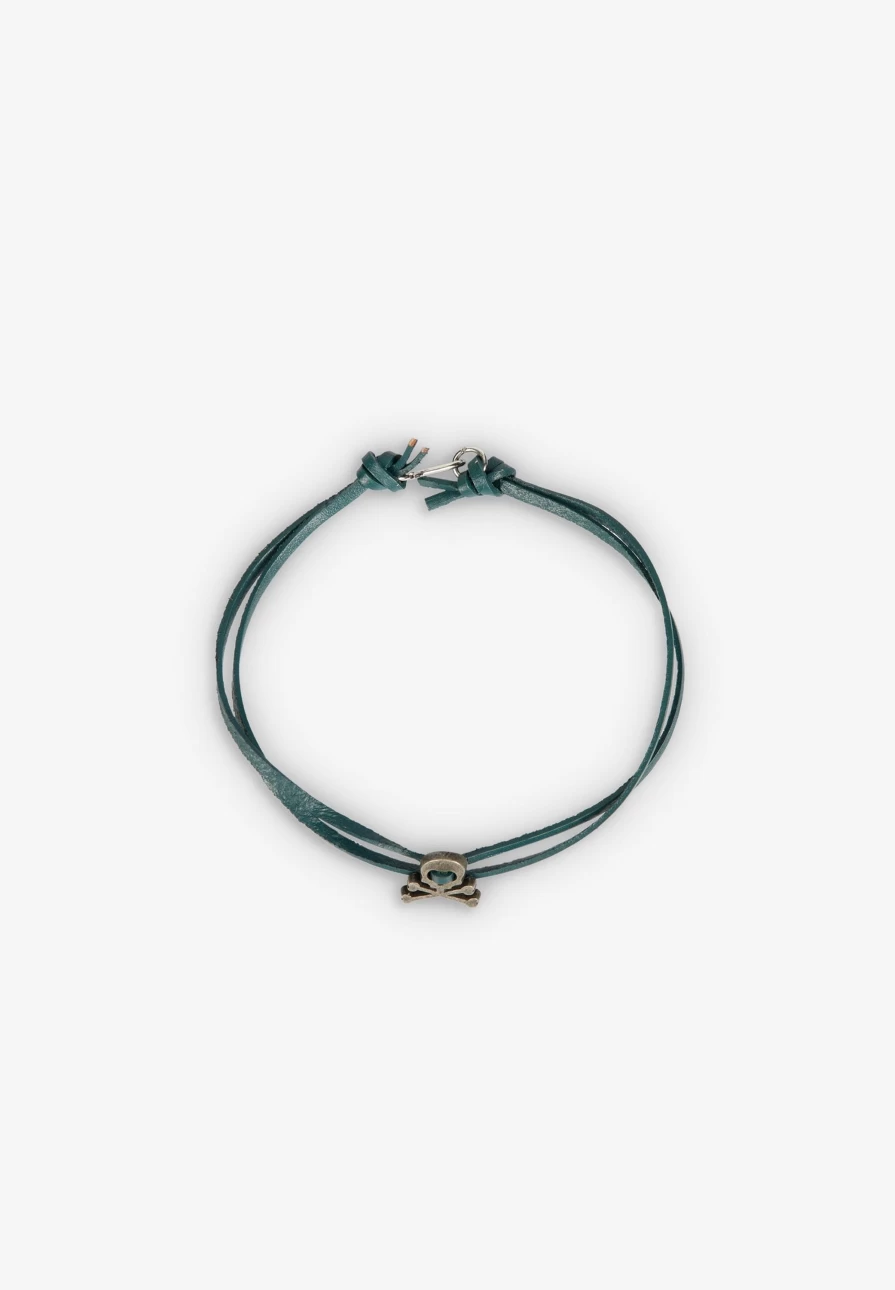 "ScalpersCompany Men's Skull Drawstring Leather Bracelet - Adjustable Gothic Punk Wristband"