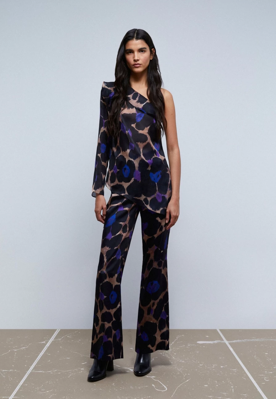 "ScalpersCompany Women's Animal Print Asymmetric Blouse - Stylish & Unique Top"